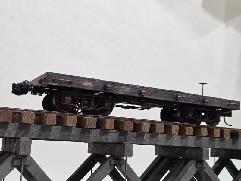 Pre-Owned 22' Kitbashed Flatcar with wood skinned frame and deck