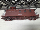 Burgundy caboose model on track with Rio Grande Western markings and 0505 number.